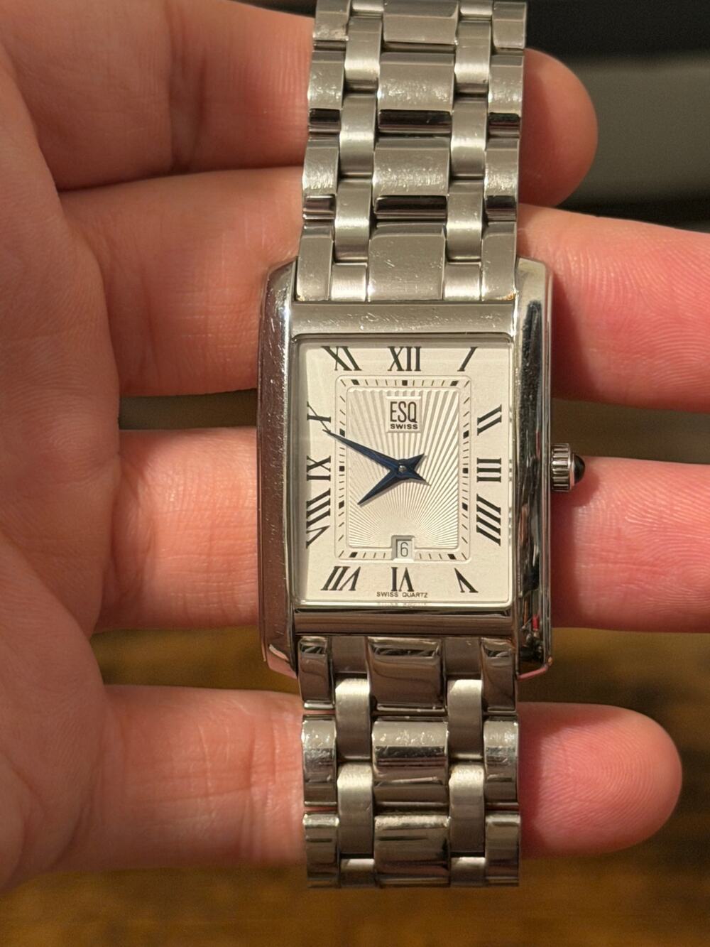 ESQ by Movado E5357 Swiss Quartz Rectangular Roman Numeral Men’s Watch